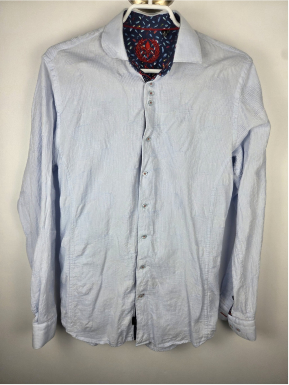 Au Noir Men's Casual Button Down Shirt Long Sleeves Size 2 Textured Textile